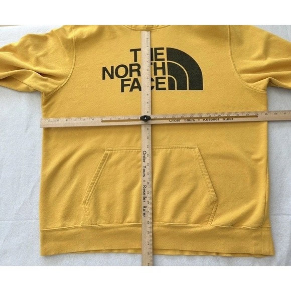 North Face Hoodie Mens XL Yellow Pullover Sweatshirt Kangaroo Pocket Outdoors - Picture 6 of 11